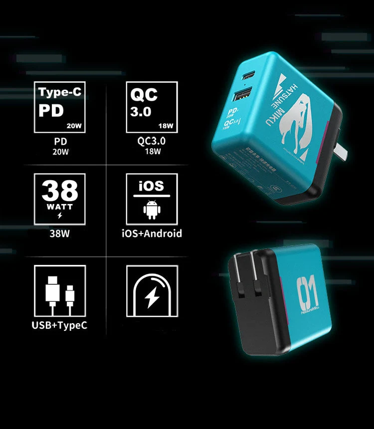 Hatsune Miku - Hatsune Miku 38W PD+QC Charger Moeyu - Image 4