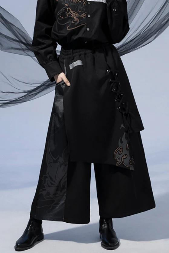Genshin Impact - Themes of Xiao Irregularly designed culottes Black miHoYo