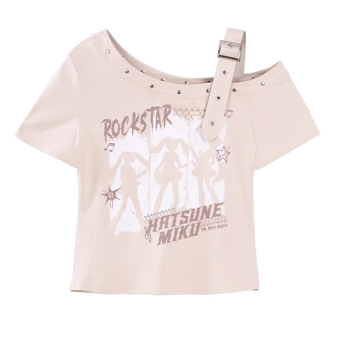 [Pre-order] Hatsune Miku - Hatsune Miku The Rock Music Series Asymmetrical Shoulder T-shirt Moeyu - Image 6