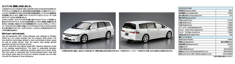 [Pre-order] None - Honda RB1 ODYSSEY ABSOLUTE '06 1/24 Plastic Model Kit Aoshima - Image 6