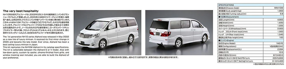 [Pre-order] None - TOYOTA NH10W ALPHARD G/V MS/AS '05 1/24 Scale Plastic Model Kit Aoshima - Image 5