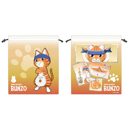 [Pre-order] Ramen Akaneko -  Bunzo Drawstring Pouch 16 directions